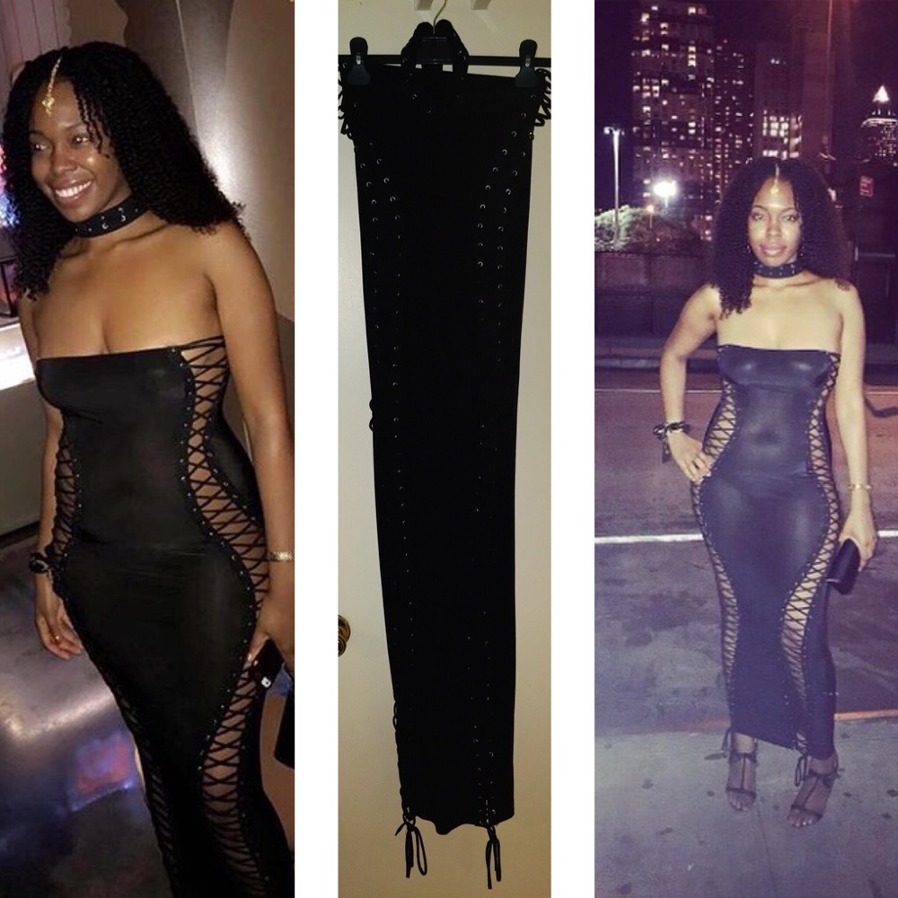 Kloset Envy Black Lace Up Choker Maxi Dress